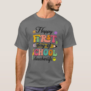 Camiseta Feliz Primer Día De La Escuela Curso De Lápiz De F