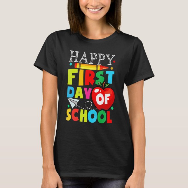 Camiseta Feliz Primer Día De La Escuela De Vuelta A Los Est (Anverso)