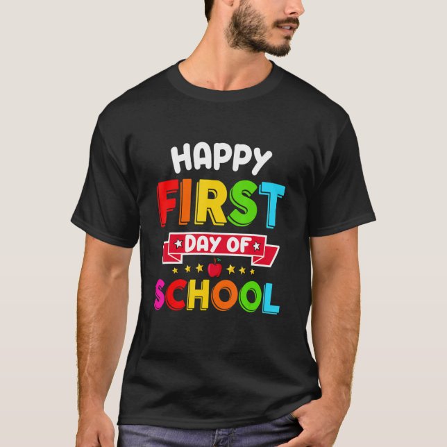Camiseta Feliz Primer Día De La Escuela De Vuelta Al Diseño (Anverso)