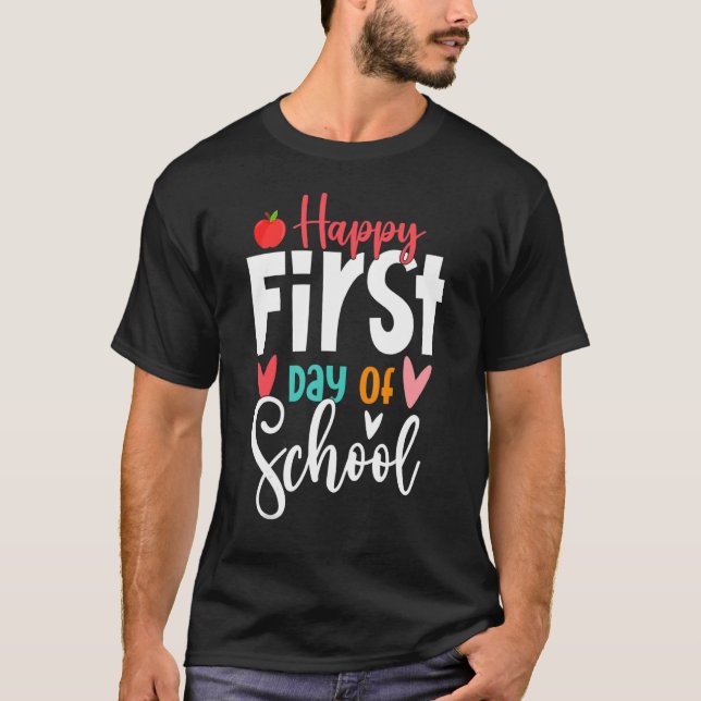 Camiseta Feliz Primer Día De La Escuela Divertidos Estudian (Anverso)