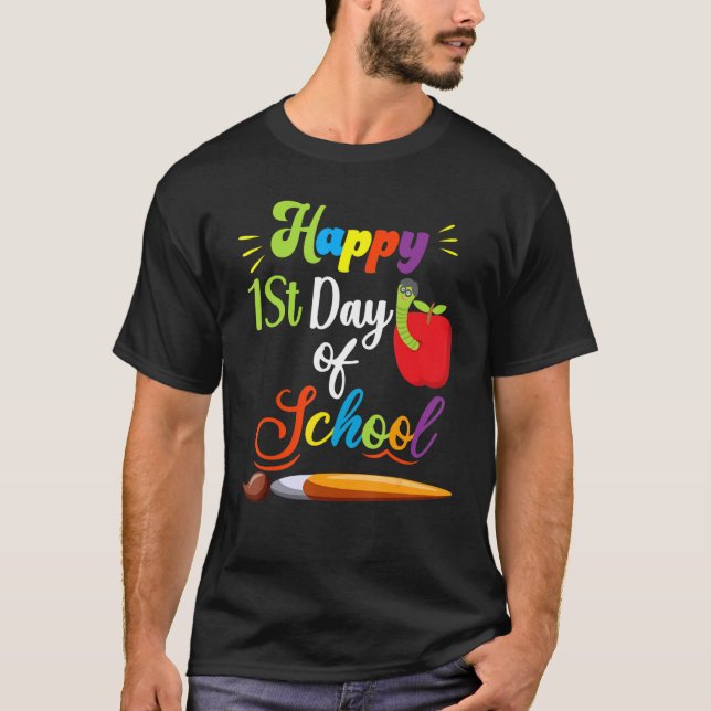 Camiseta Feliz Primer Día De La Escuela Estudiante Paint Br (Anverso)