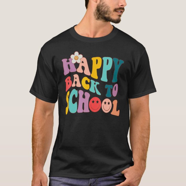 Camiseta Feliz Primer Día De La Escuela Estudiantes Typog (Anverso)