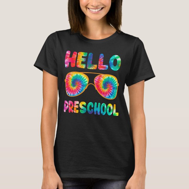 Camiseta Feliz Primer Día De La Escuela Hola Preescolar Tye (Anverso)