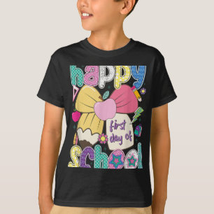 Camiseta Feliz Primer Día De La Escuela Lápiz De Niños