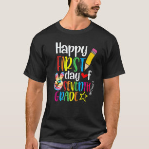 Camiseta Feliz Primer Día De La Escuela Séptimo Grado De En