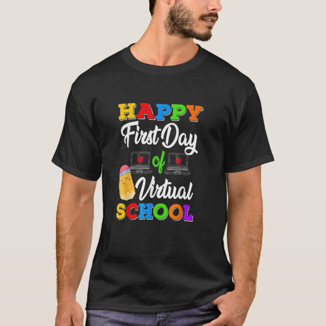Camiseta Feliz Primer Día De La Escuela Virtual De Niños En (Anverso)