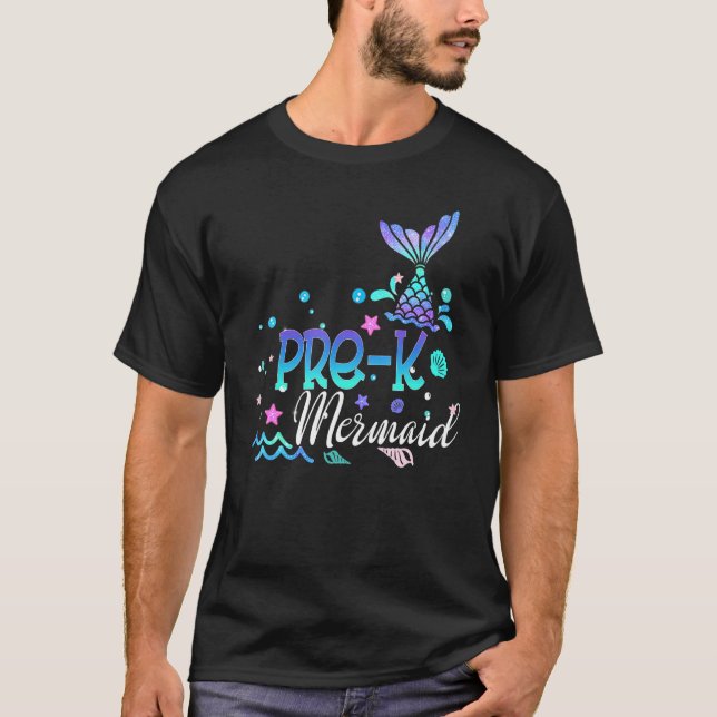Camiseta Feliz Primer Día De La Sirena Prekinder De Vuelta  (Anverso)
