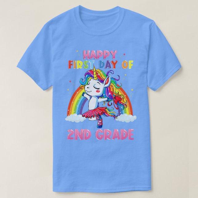 Camiseta Feliz Primer Día De Maestra De Segundo Grado Y Est (Diseño del anverso)