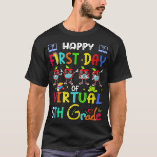 Camiseta feliz primer día de máscara virtual de manzana de