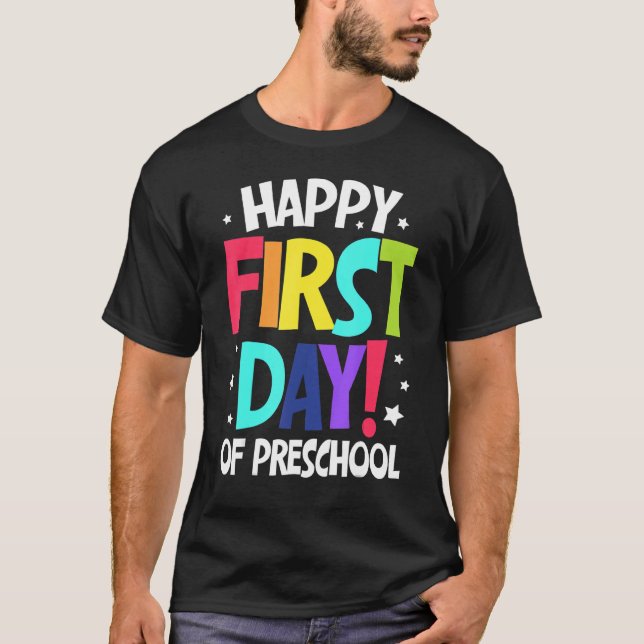 Camiseta Feliz Primer Día De Niños De Preescolar De Vuelta  (Anverso)