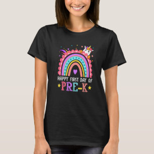 Camiseta Feliz Primer Día De Pre K Unicorn De Vuelta A Scho