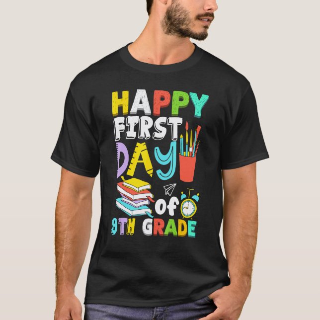 Camiseta Feliz Primer Día de Profesores de 9º Grado Chicos  (Anverso)