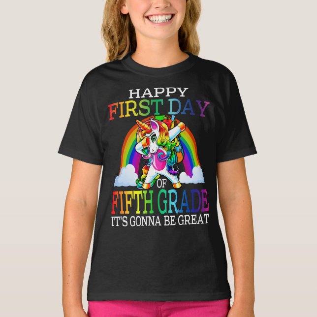 Camiseta Feliz Primer Día De Quinto Grado  (Anverso)