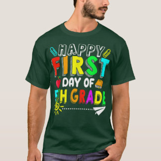 Camiseta Feliz Primer Día De Quinto Grado Grado Gracioso De