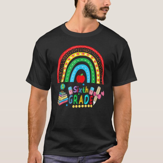 Camiseta Feliz Primer Día De Sexto Grado De Arcoiris De Vue (Anverso)