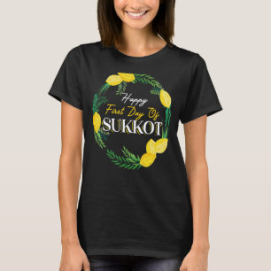 Camiseta Feliz Primer Día De Sukkot Lulav Palm Tree Israeli