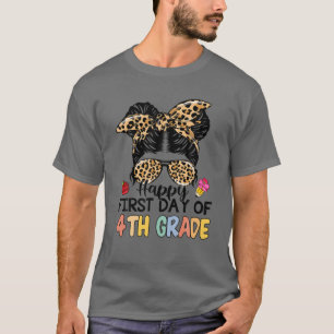 Camiseta Feliz Primer Día Del Colegio Desagradable Leopardo