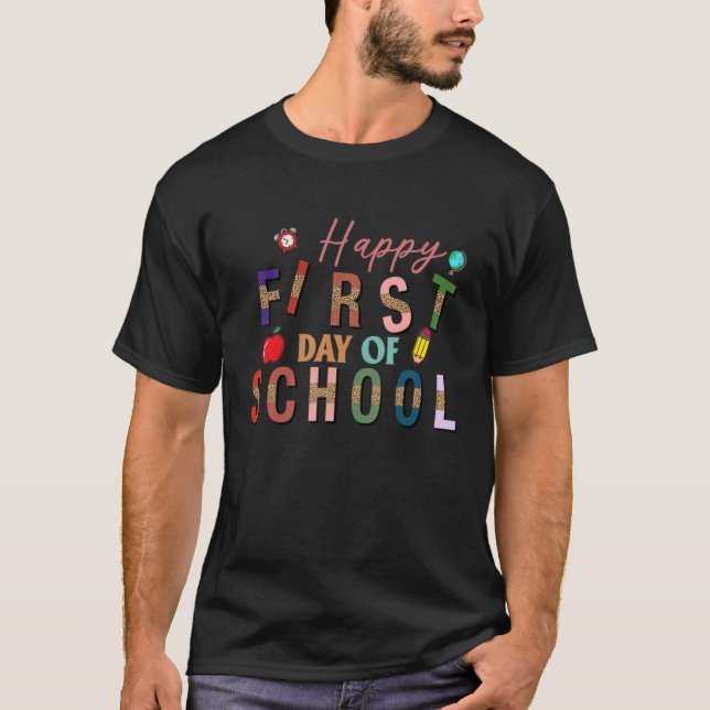Camiseta Feliz Primer Día Del Estudiante De Leopardo Escola (Anverso)