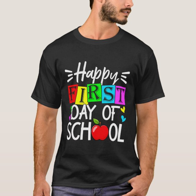 Camiseta Feliz Primer Día Del Estudiante En La Escuela (Anverso)