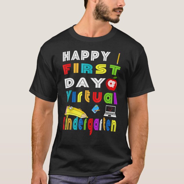 Camiseta Feliz Primer Día Del Maestro Virtual De Jardines D (Anverso)