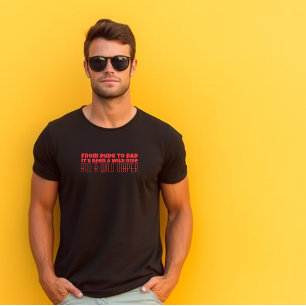 Camiseta Feliz primer Día del Padre con humor de letra roja