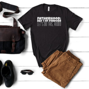 Camiseta Feliz primer Día del Padre con humor en letras bla