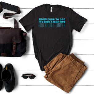 Camiseta Feliz primer día del padre con letra azul humor
