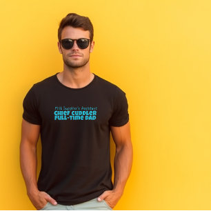 Camiseta Feliz primer Día del Padre humor de letra azul neg