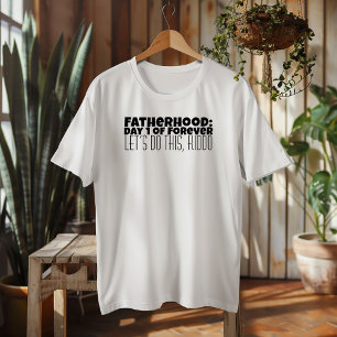 Camiseta Feliz primer Día del Padre humor en letras blancas