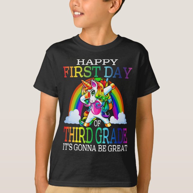 Camiseta Feliz Primer Día Del Tercer Grado (Anverso)