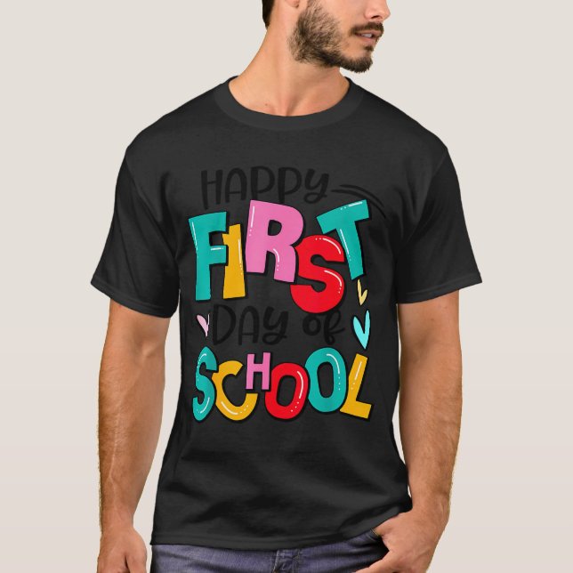 Camiseta Feliz primer día escolar de profesores niños de vu (Anverso)