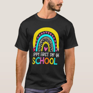 Camiseta Feliz primer día escolar de vuelta al arcoiris esc