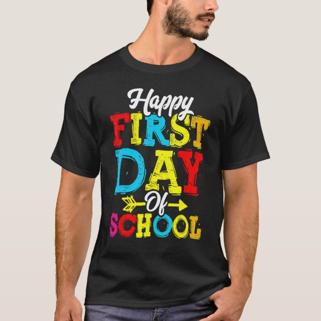 Camiseta Feliz primer día escolar para los profesores (Anverso)