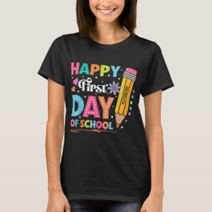Camiseta Feliz primer día escolar, profesor de lápiz se vue