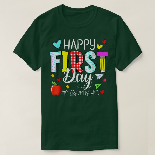 Camiseta Feliz Primer Día Un Profesor De Primer Grado Bienv (Diseño del anverso)
