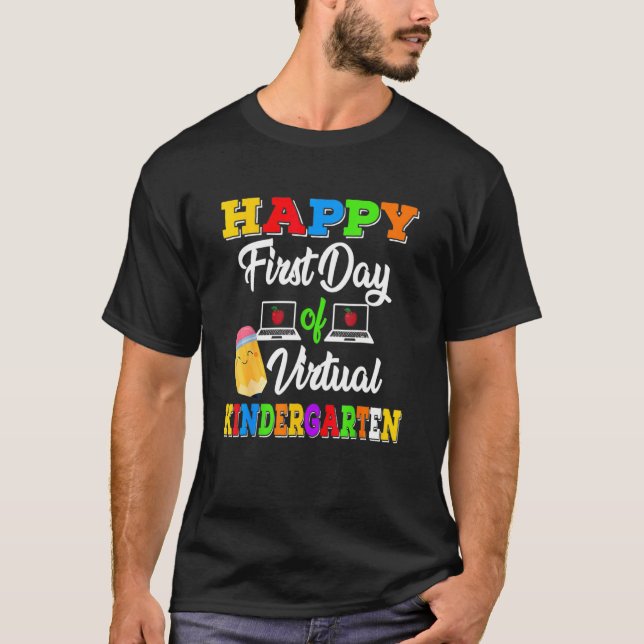 Camiseta Feliz Primer Día Virtual De Niños De Jardines De I (Anverso)