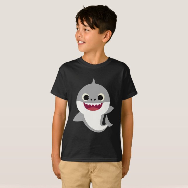 Camiseta feliz principal grande gris del tiburón (Anverso completo)