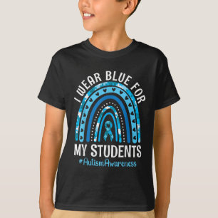 Camiseta Feliz Profesor Que Uso Azul Para El Autismo De Mis