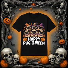 Camiseta Feliz Pug-O-Ween | Perros adorables de Halloween P