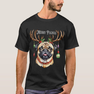 Camiseta Feliz pugmas Navidad pug perro