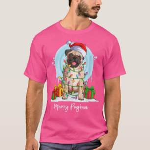 Camiseta Feliz Pugmas, Perro Pug, Árbol de Navidad