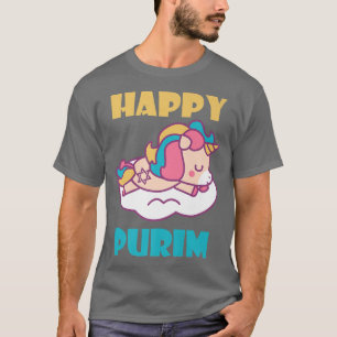 Camiseta Feliz Purim Costume Idea Niños Unicornio Jewis Heb