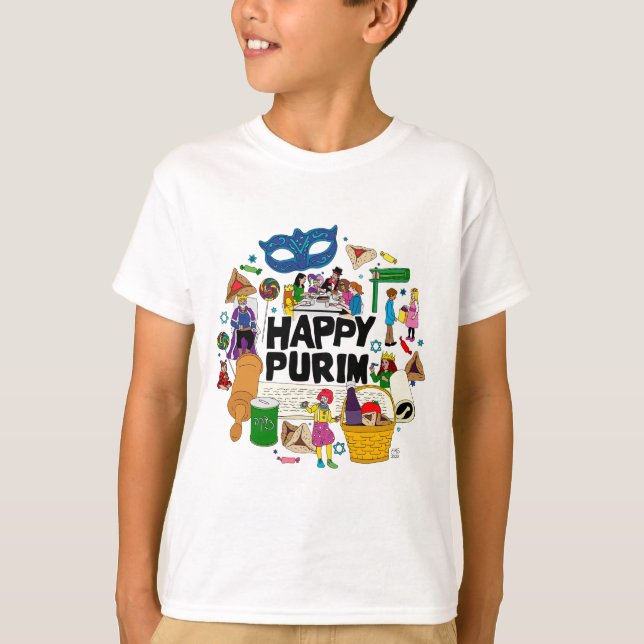 Camiseta Feliz Purim Kids T-Shirt (Anverso)