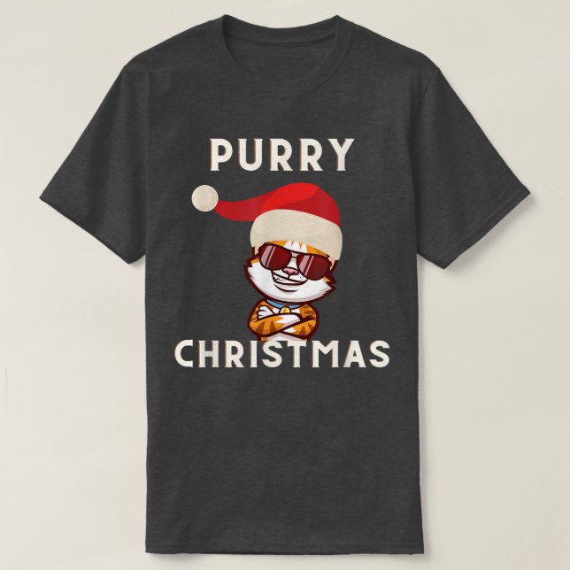 Camiseta Feliz Purry Guay Cat Merry Christmas Cat Lover Uni (Diseño del anverso)