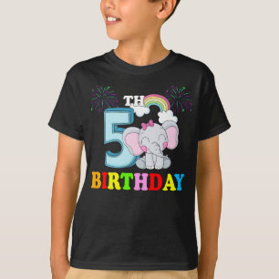 Camiseta Feliz quinto cumpleaños bebé elefante niño - cinco