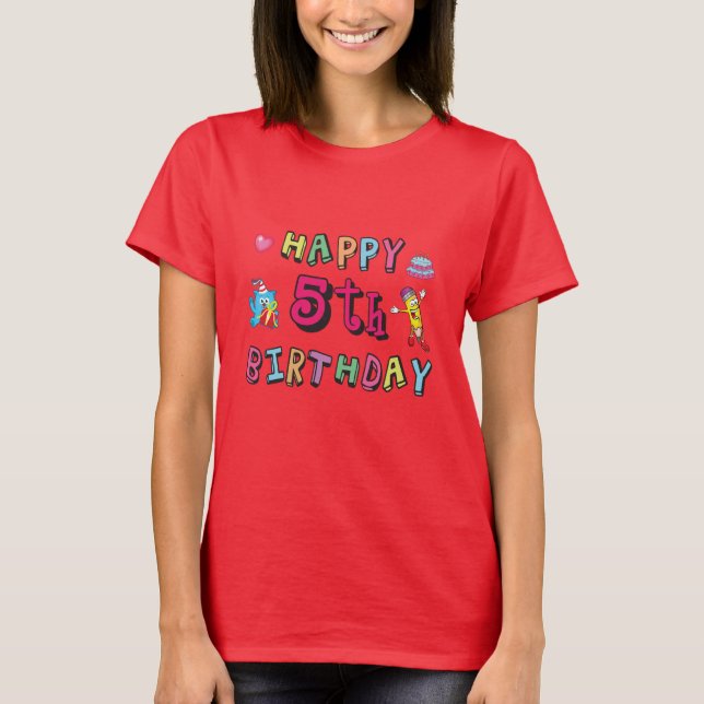 Camiseta Feliz quinto cumpleaños deseos de cumpleaños de 5  (Anverso)