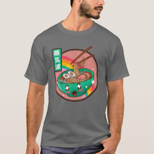 Camiseta Feliz Ramen Bowl Arcoiris Japón estilo Otaku Vapor