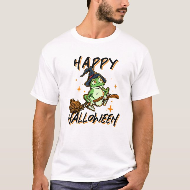 Camiseta Feliz Rana de Halloween Rana Cute Costume Graciosa (Anverso)