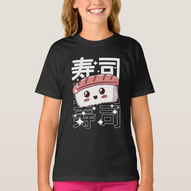 Camiseta Feliz regalo de comida japonesa de Kawaii Sushi T- (Anverso)