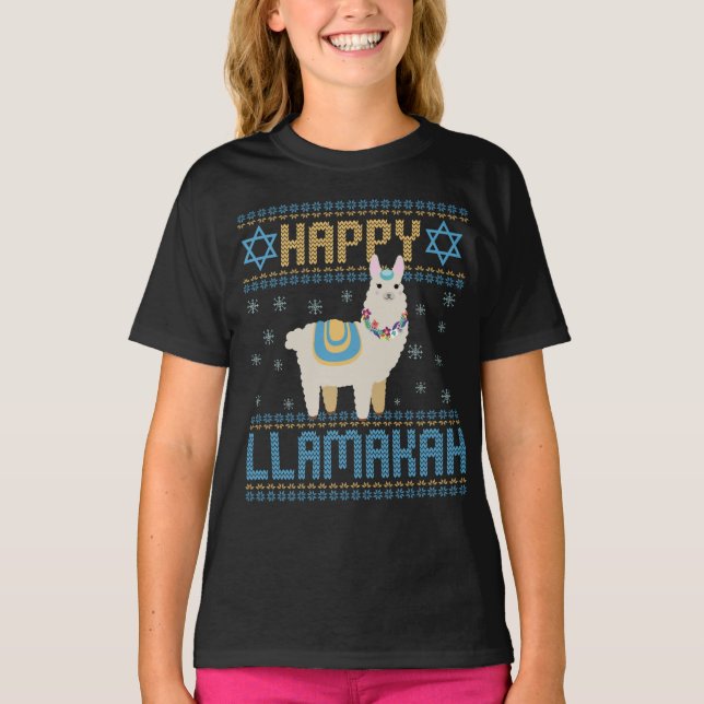 Camiseta Feliz regalo de Hamakah Funny Jewish Hanukkah Lama (Anverso)